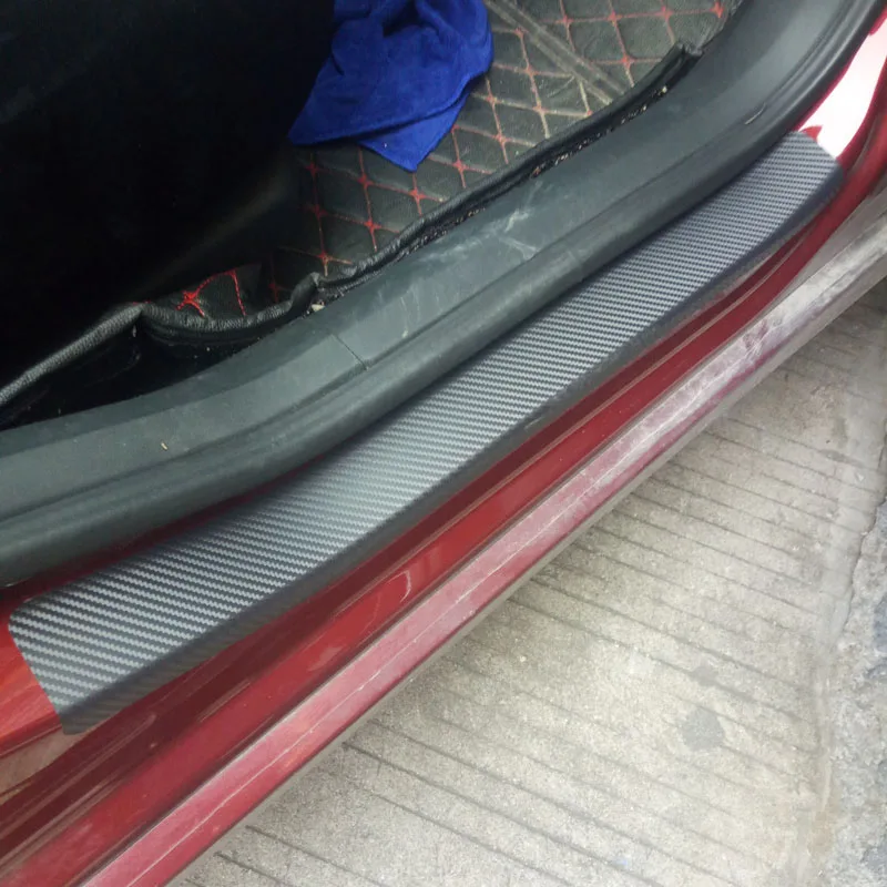 4 шт.. Автомобильная наклейка из углеродного волокна наклейки порог крышка против