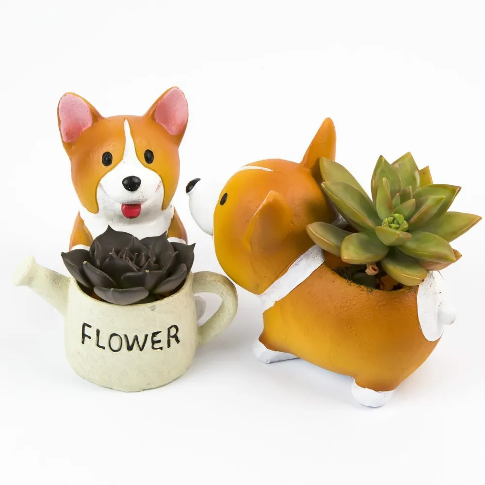 SUN-E прекрасный корги собака в форме растения Декор суккулент растения декоративный цветочный горшок 2 в наборе идея от AliExpress WW
