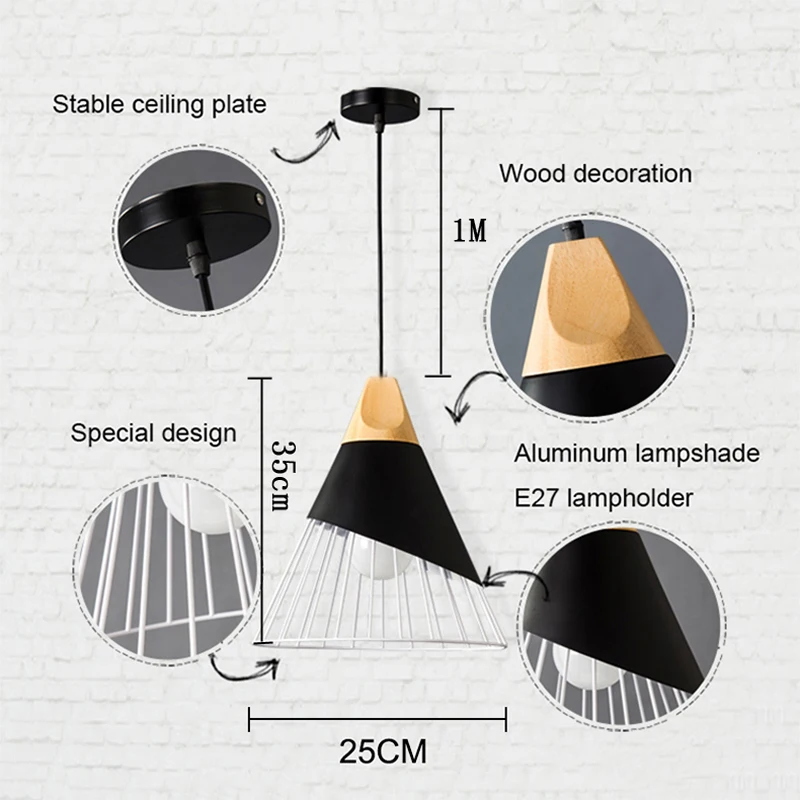 

Pendant lights modern pendant lamp nordic hanging vintage design rope wood diningroom kitchen light fixture lamp shade home deco
