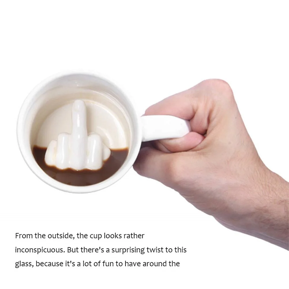 Белая кружка среднего пальца забавная чашка для офиса кофе молочные фарфоровые