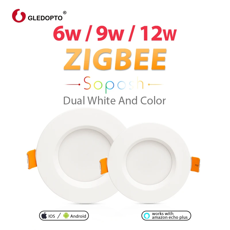 

GLEDOPTO ZIGBEE Smart Home Downlight 6W/9W/12W Smart House RGB+CCT Dimmable Lamp Work With Echo Plus SmartThings Alexa