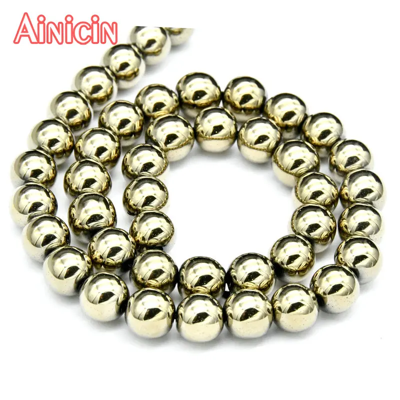 Новые круглые бусины с высокой поляризацией цвет пирит покрытие из титана