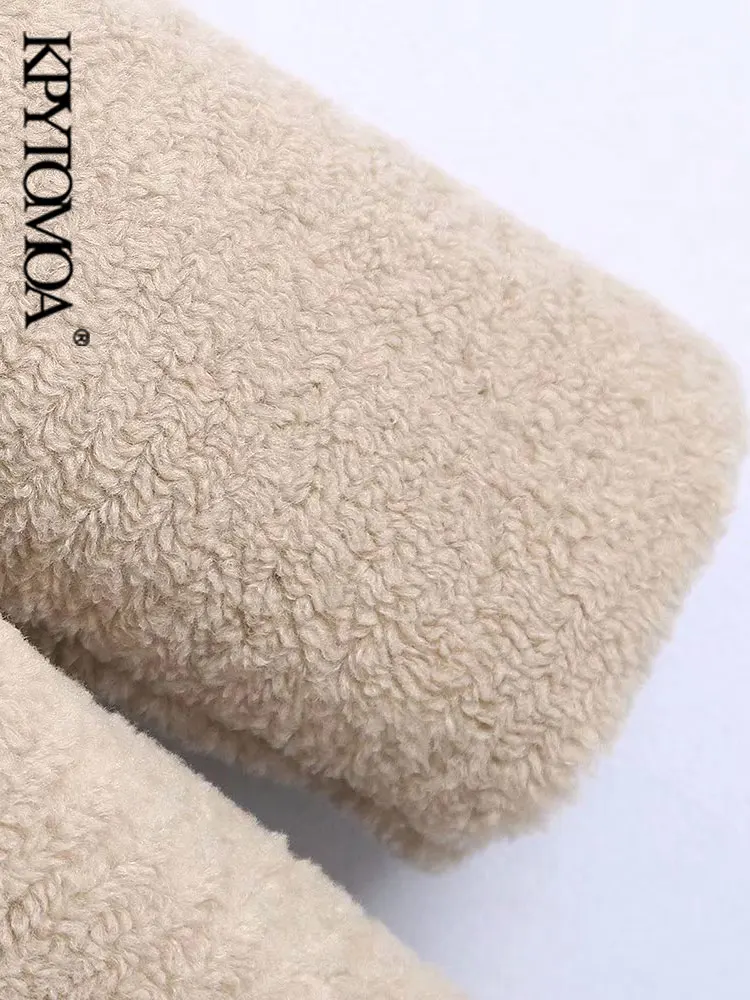 KPYTOMOA женское модное плотное теплое двубортное пальто из искусственного меха