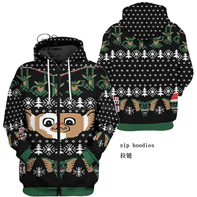 zip hoodies PLstar Космос Счастливого Рождества с 3d толстовки/Толстовка зима осень Забавный Harajuku Хэллоуин косплей streetwear-14 - Цвет: zip hoodies