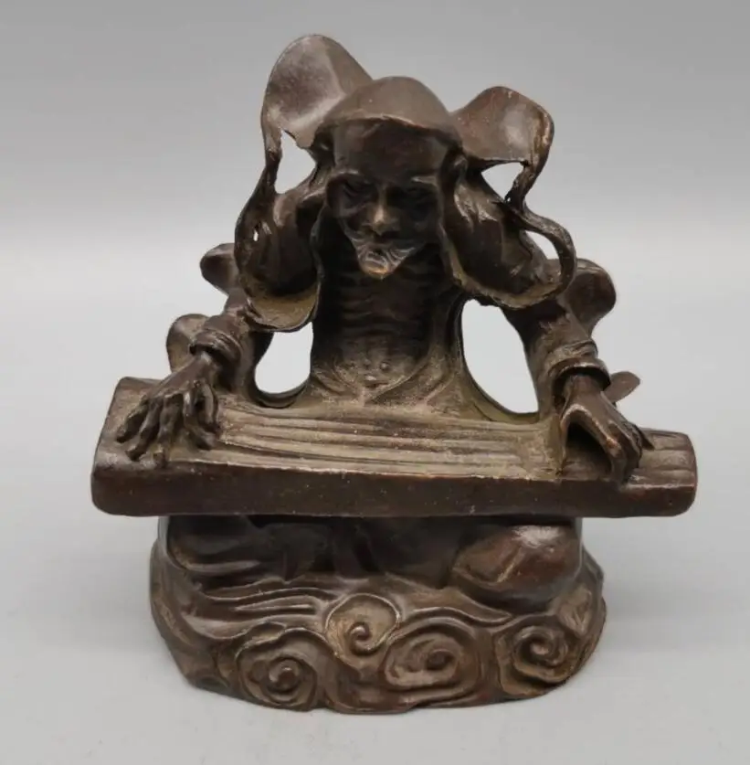 

Китайские медные длинные брови Arhat Будда маленькие ремесла статуя