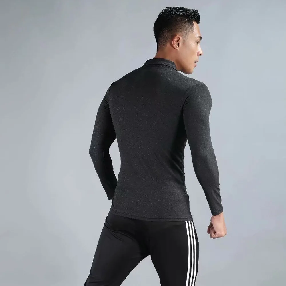 Мужская дышащая тонкая рубашка поло с длинным рукавом для бега быстросохнущая