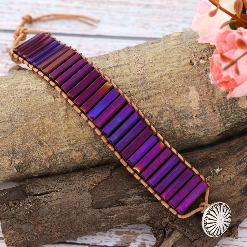 

Браслет ручной работы из натурального камня в стиле бохо, ювелирные изделия, бусины-трубки, пряжка, браслет для женщин, мужчин, парных брасле...