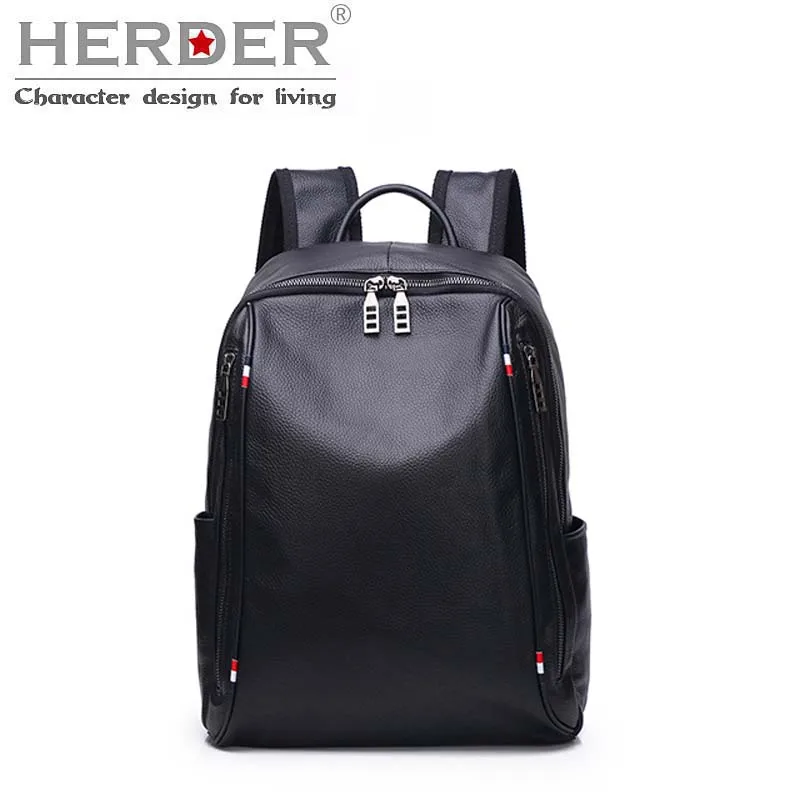 Кожаный рюкзак HERDER новая модная трендовая Студенческая сумка для компьютера