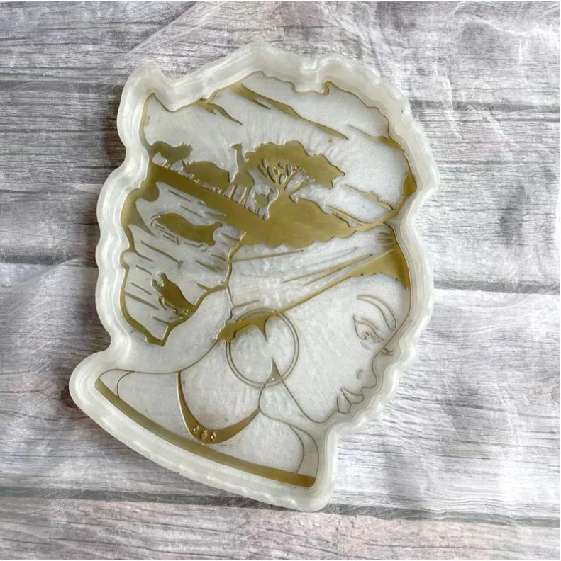 

African Goddess Head Silicone Mold DIY Epoxy Resin Tray Decoration Coaster Chassis Creative Crafts Silicone Mold