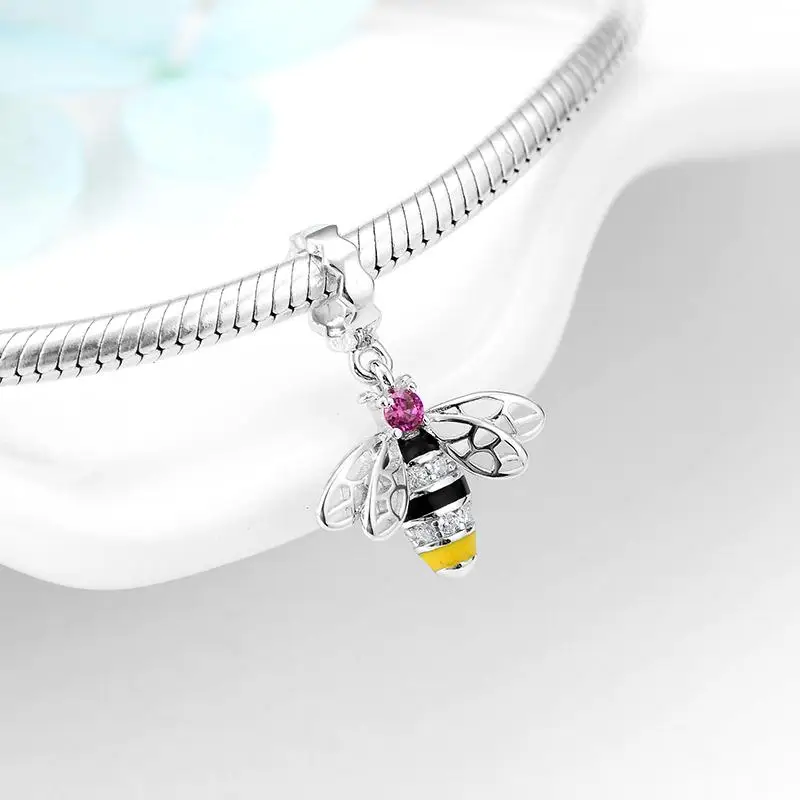 100% реальные 925 пробы серебро сладкий Мёд с Пчелой драгоценные бусины подходят к