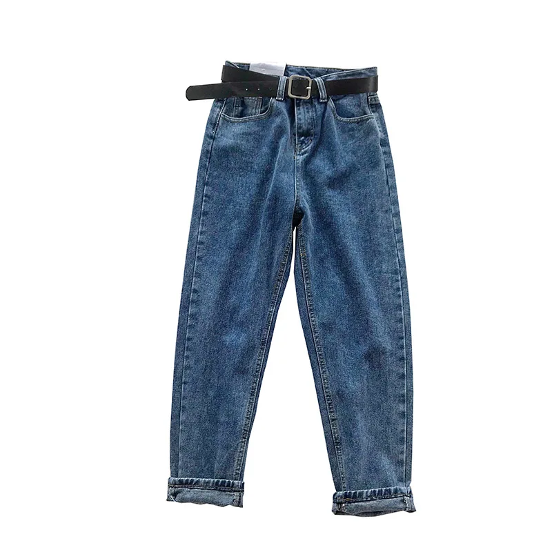 

Korean Style Hong Kong Style BF Wind High Waist All-match Jeans Student Casual Harem Pants Trousers with Waistband Fashion