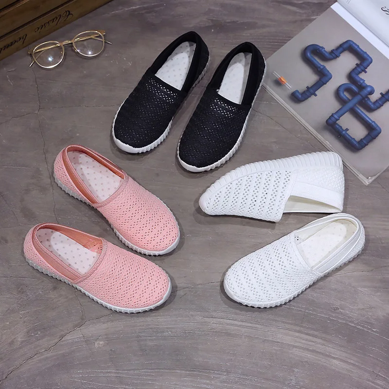 

202121Summer women's breathable mesh casual shoes fashion flats shoes women shallow white slip-on loafers shoes ert5