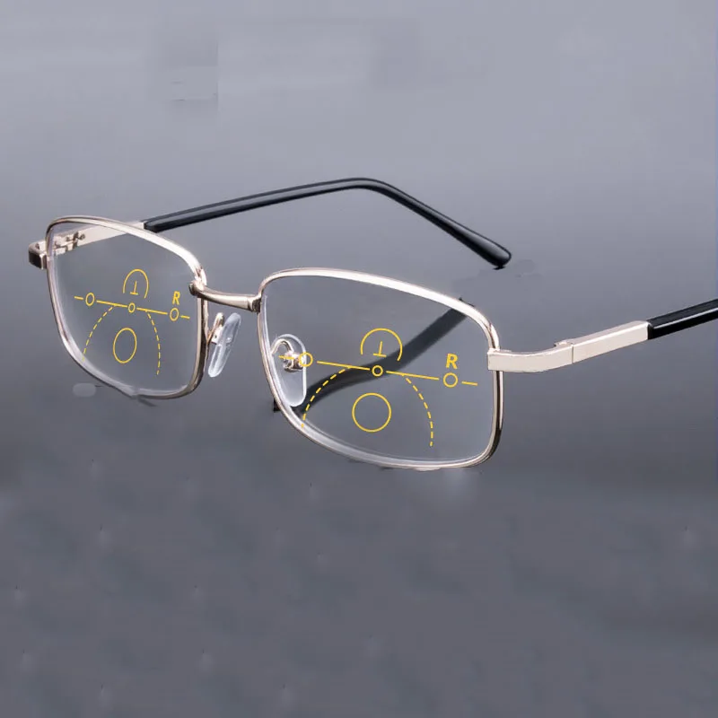 

Очки прогрессивные с мультифокальными линзами, для чтения, с бифокальными линзами, с защитой от синего цвета, металлическая оправа для очко...