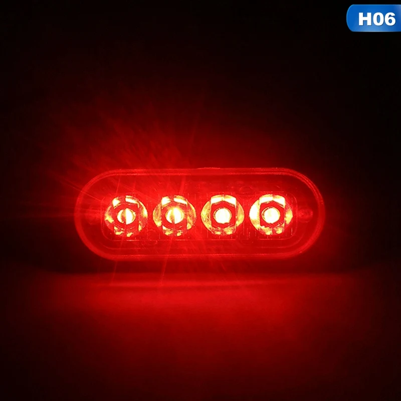 CLG0361H06 4 мигающий светодиод Предупреждение светильник Strobe решетка огни мигающий светильник бар для грузовиков автомобильный проблесковый маячок Amber цвет: желтый, белый движения светильник 12 V-24 V - Цвет: CLG0361H06