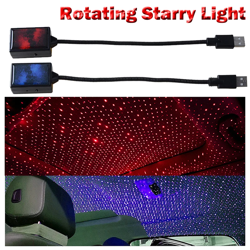

Starry Atmosphere Lamp Car Interior Roof Ambient Light Rotating Projector Star Light LED USB Plug Decorative Accessories