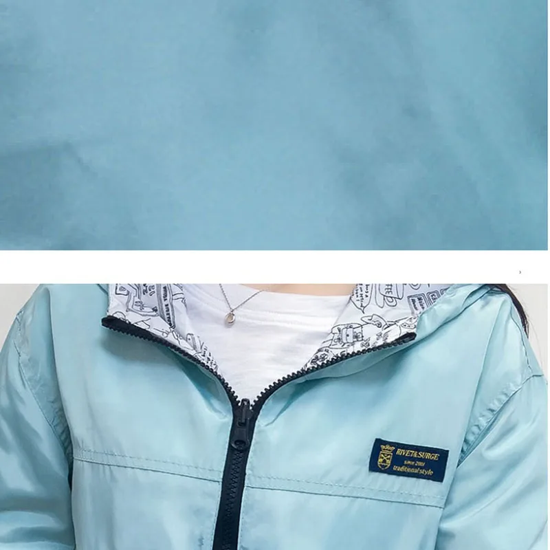 Двухсторонняя ветровка женская верхняя одежда свободные короткий жакет для