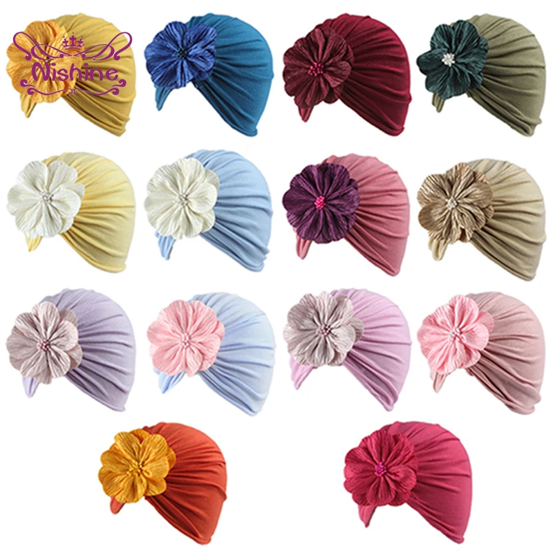 

Однотонная детская индийская шапка с искусственными цветами, удобная теплая шапка для новорожденных из мягкого полиэстера и хлопка, украше...