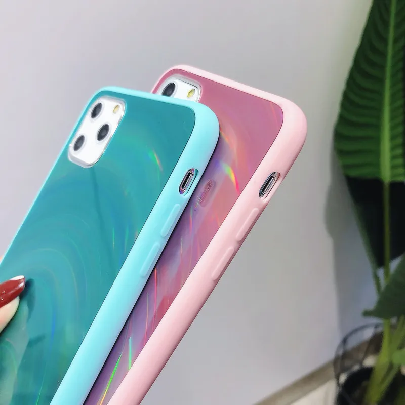 Роскошный 3D чехол для телефона Aurora Laser Rainbow iPhone 12 11 Pro Max XS X XR 6 6S 7 8 Plus SE зеркальный