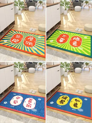 Мультяшный прямоугольный нескользящий напольный коврик китайский стиль