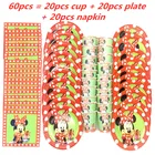 4060 шт.компл. красные тарелки для вечерние с Минни Маусом, чашки, баннеры, одноразовая посуда для девочек, идея на день рождения, украшения вечерние ринки, товары для вечеринок