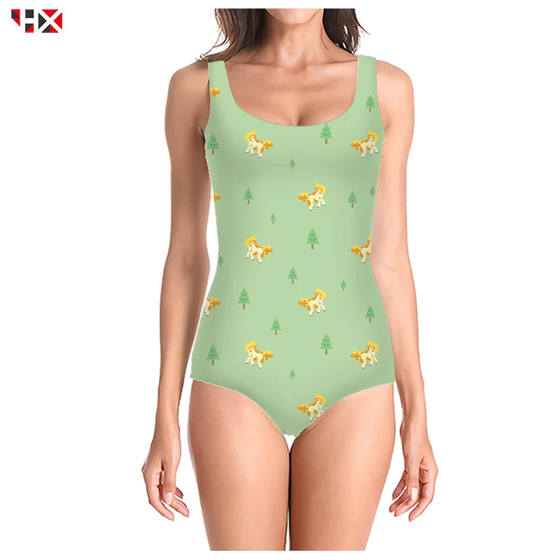 Модный Цельный купальник с 3D принтом женский интересным сексуальный без рукавов