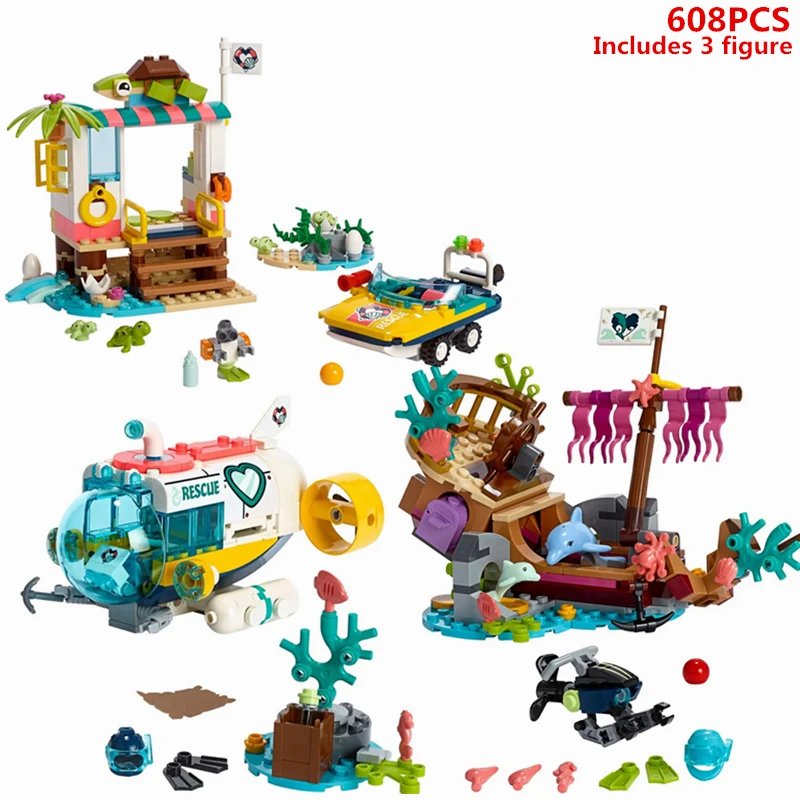 Друзья серии черепаха спасательная и подводная лодка для дельфина спасательные