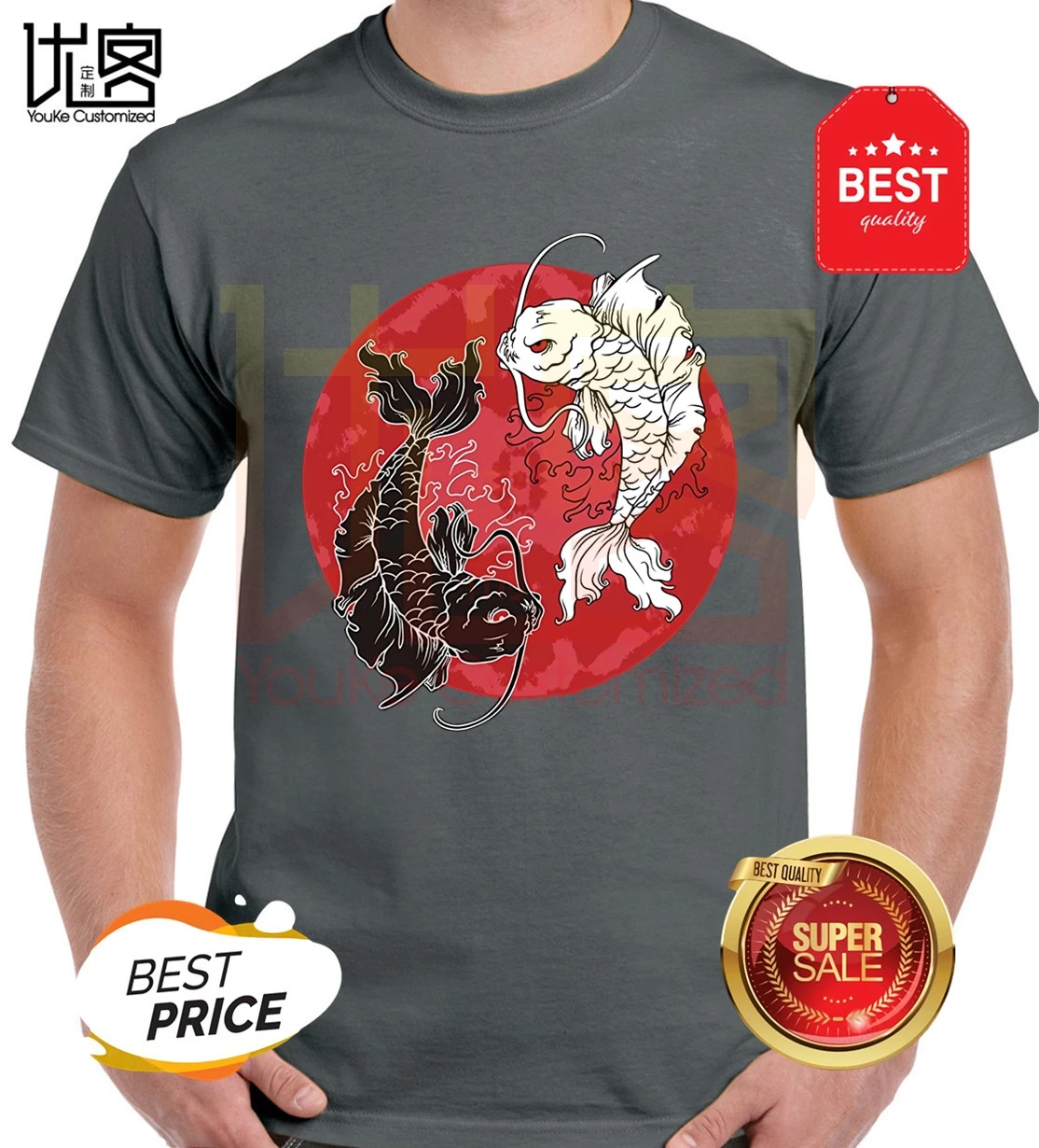 Лидер продаж 2019 футболка из 100% хлопка с принтом Инь-Ян в японском стиле символами