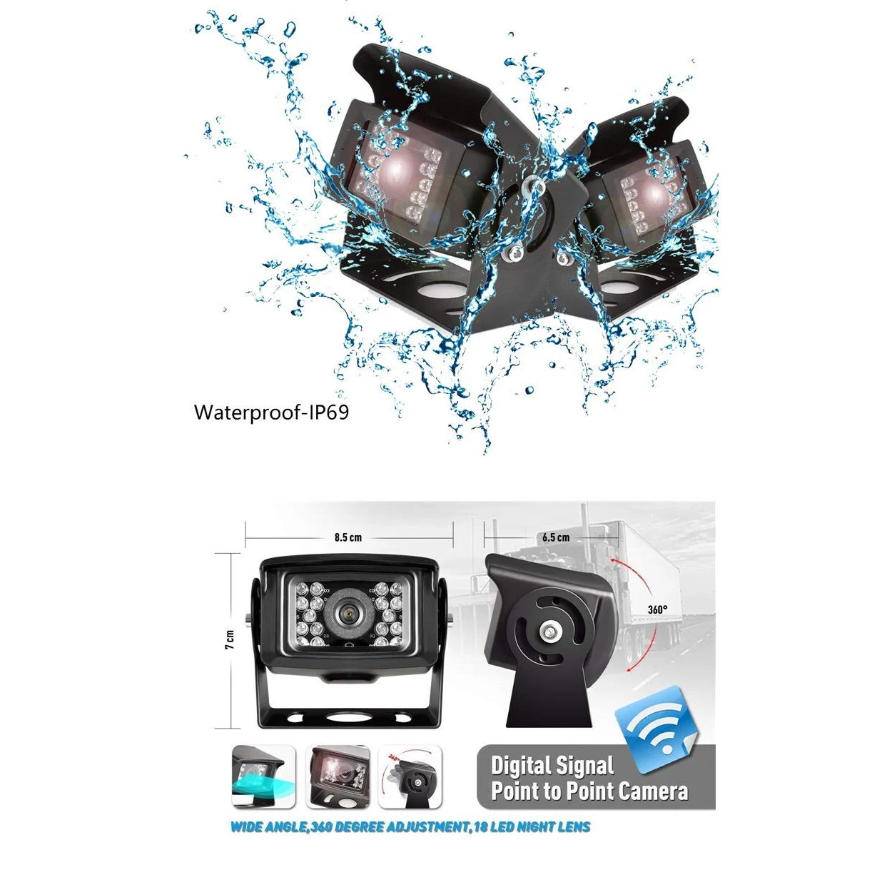 7-дюймовый Рабочий стол Автомобильная hd-камера Дисплей автобус грузовик