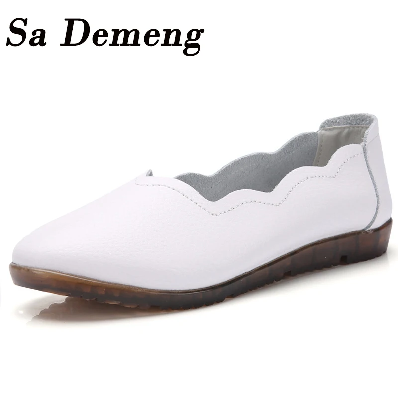 Sa Demeng/осенние женские балетки на плоской подошве Балетки из натуральной кожи без