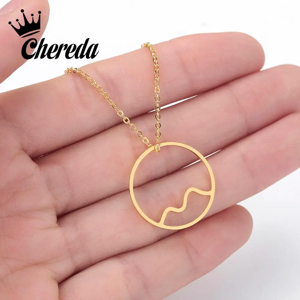 Chereda волнистое ожерелье из нержавеющей стали Летняя Пляжная роза подвеска для