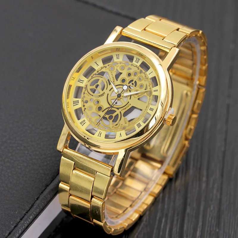 

Direct Supply Hollow Alloy Quartz Watch Cross-Border Gift Watch Factory Wholesale Fashion Korean Watch For Man