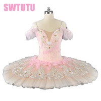adult classical ballet tutu with flowers adult pancake tutu paltter light pink peach professional ballet tutu bt9028b