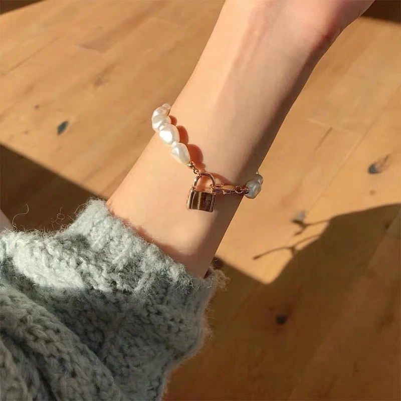 SRCOI модный браслет в стиле барокко с имитацией жемчуга нежная Геометрическая