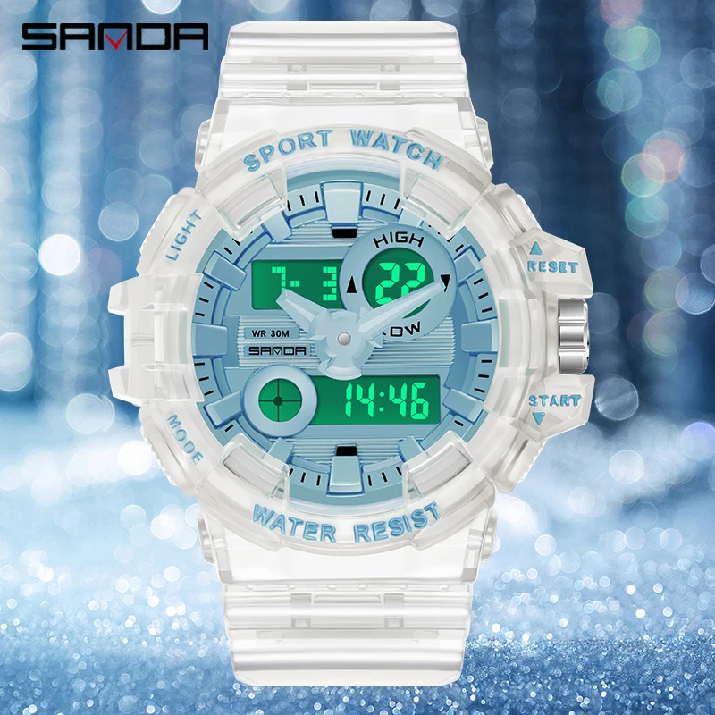 

Часы наручные SANDA Мужские Цифровые, роскошные Брендовые спортивные ударопрочные электронные в стиле милитари, с секундомером, с Wateprroof