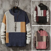 mens sweater 2021 autumn winter new fashion color block pullover mens casual knitted sweater men high quality street trend