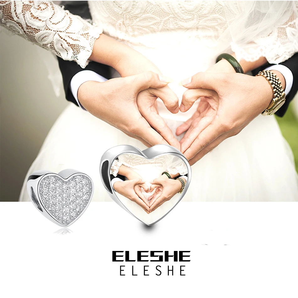 ELESHE, 925 пробы, серебряный шарм, на заказ, фото, хрустальные бусины, подходят для Пандоры, браслет, сделай сам, аксессуары для женщин, ювелирное изделие
