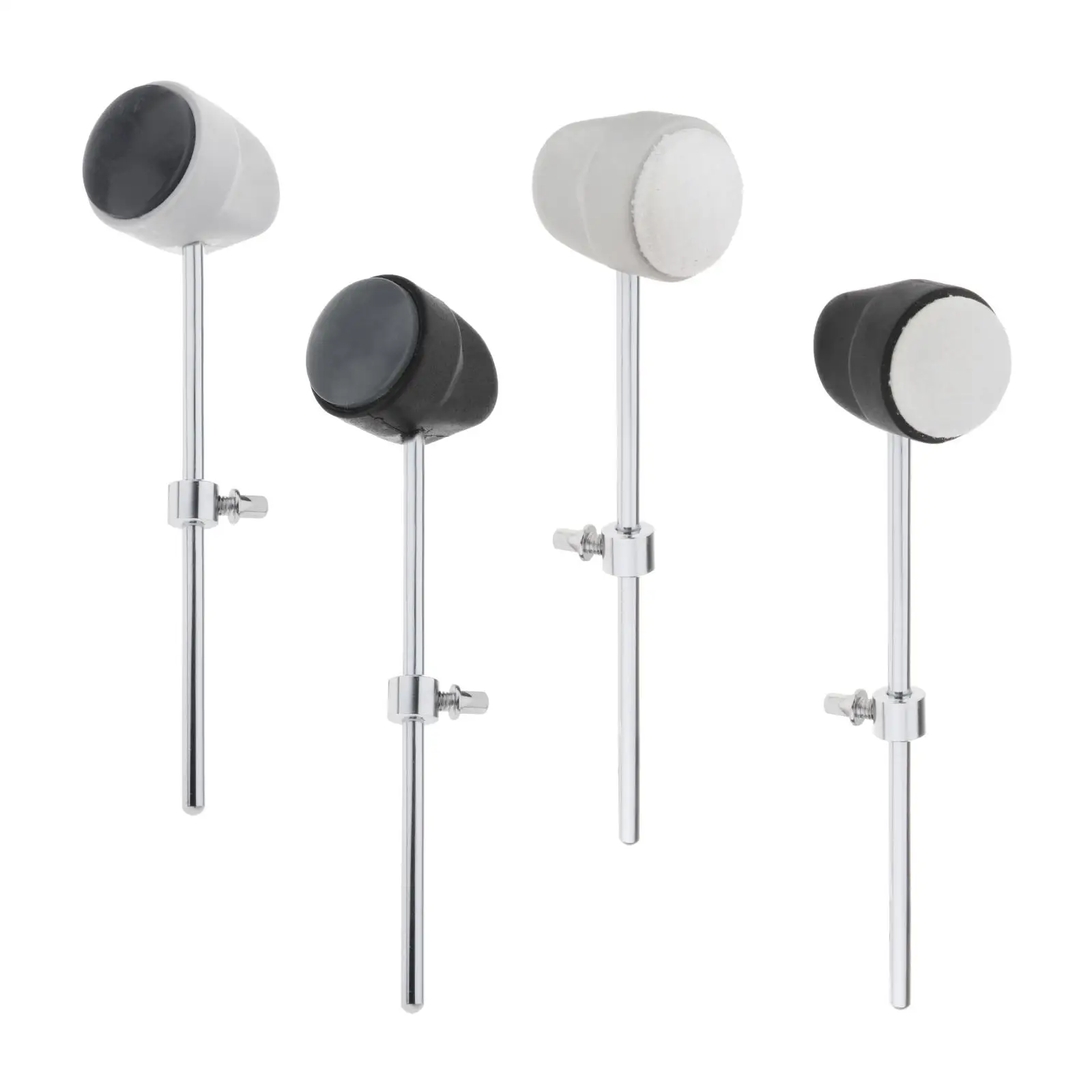 

Drum Kick Beater Head Stainless Steel Shank Felt/Silicone Pedal Beater Accs