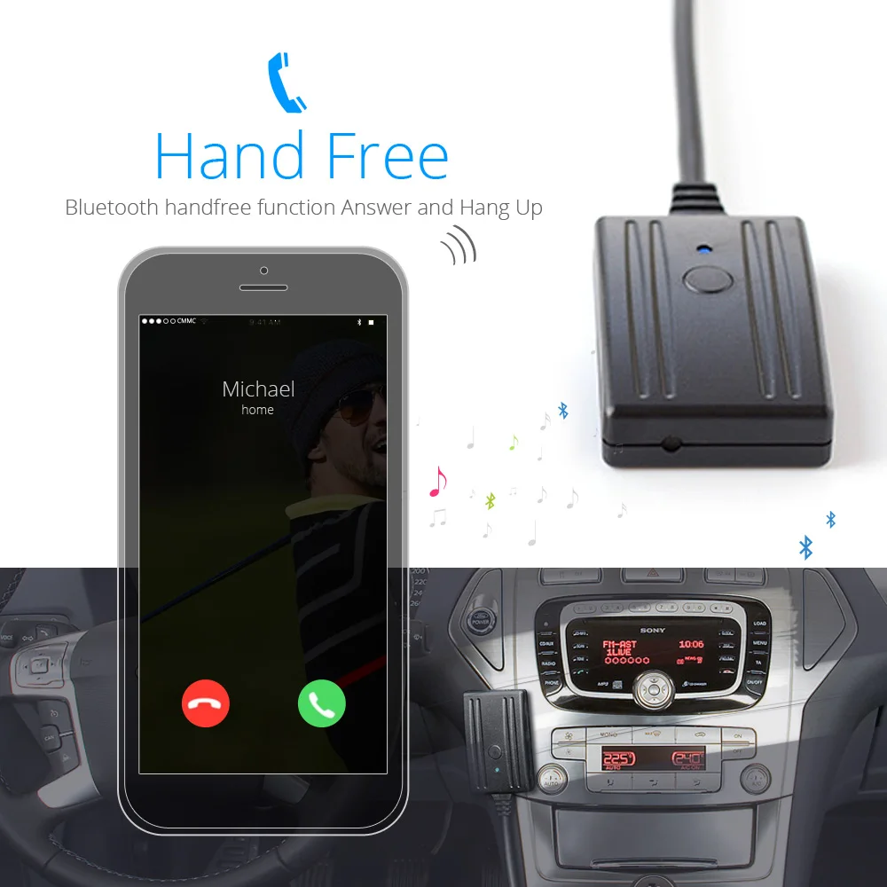Автомобильный комплект Bluetooth 5 0 для телефонных звонков и громкой связи 12Pin AUX