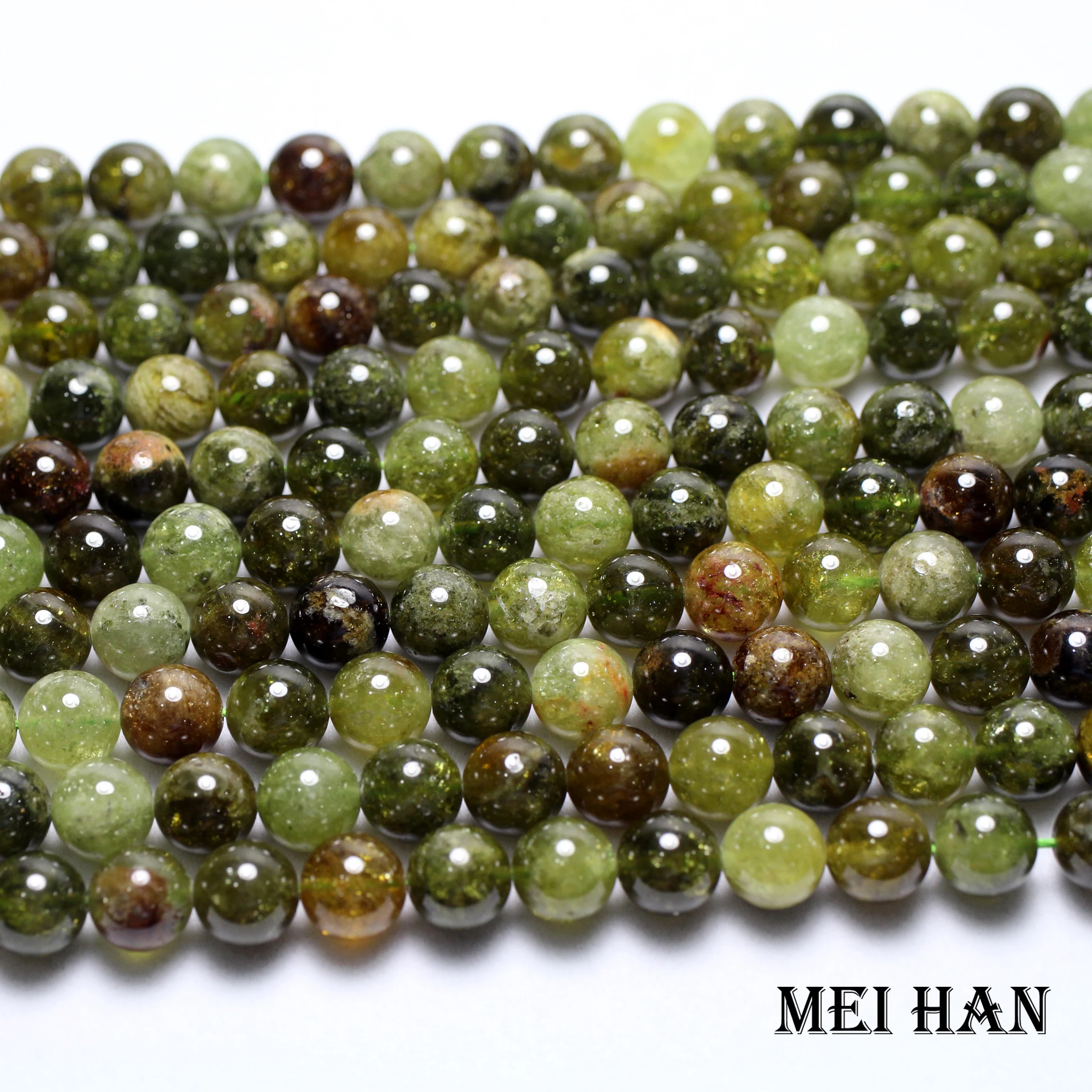 Meihan оптовые натуральные (approx38beads/набор) 10 мм зеленый Гарнетт гладкие круглые