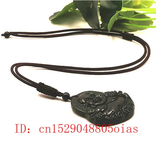 Ожерелье с подвеской из натурального китайского черного и зеленого нефрита Maitreya