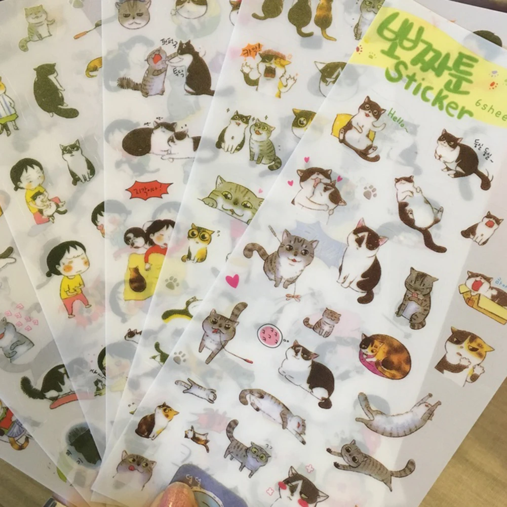 6 листов альбом с милыми мультяшными кошками для девочек дневник календарь