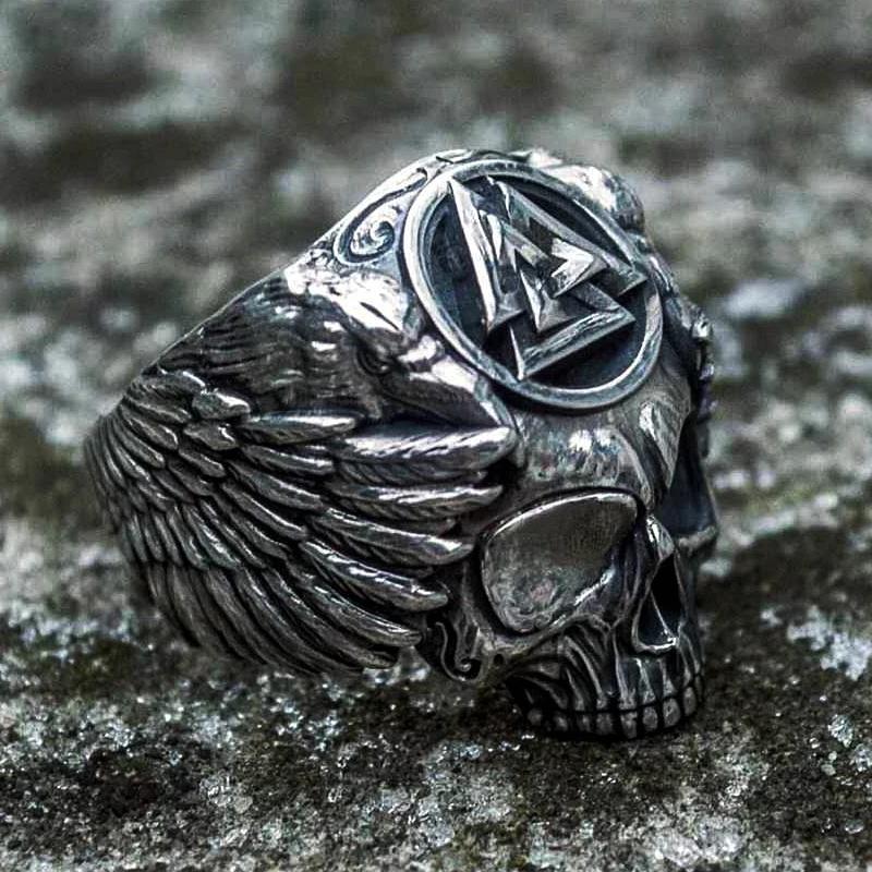 Мужское Винтажное кольцо с черепом из нержавеющей стали в стиле викингов