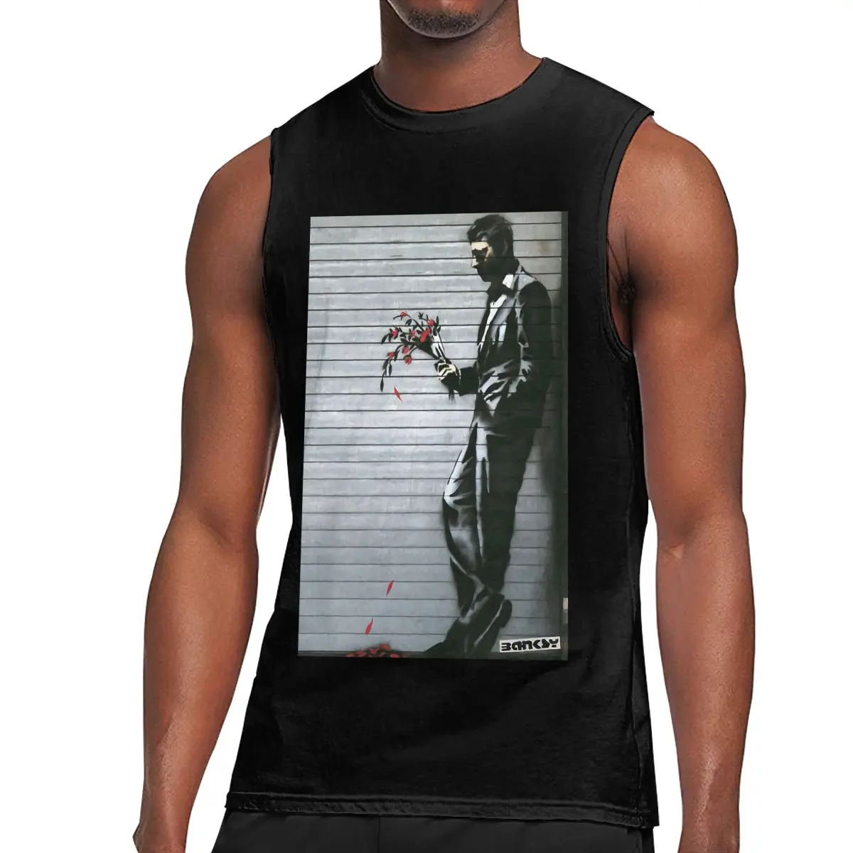 Бэнкси ожидание направен уличное искусство мужская одежда майка Одежда для