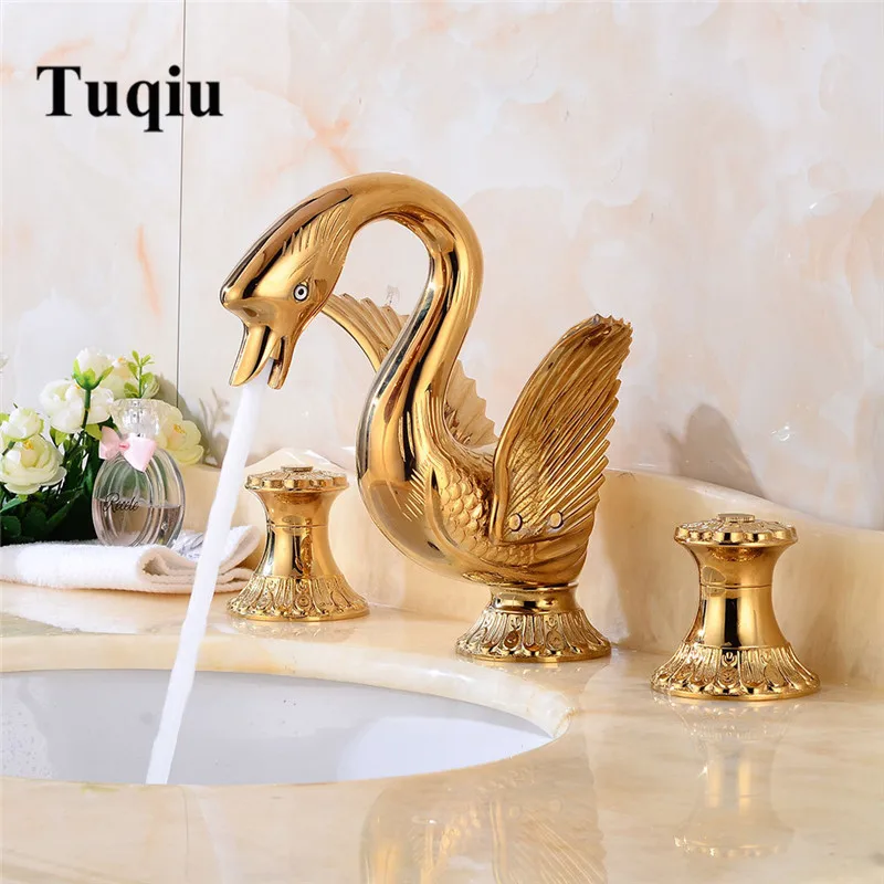 Tuqiu кран для ванной комнаты раковины ванны горячей и холодной воды с тремя