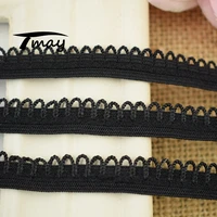 1655 on sale 10mm 8 yardslot elastics bands pure black lace stretch ribbon trimming sewing fabric materials wholesale