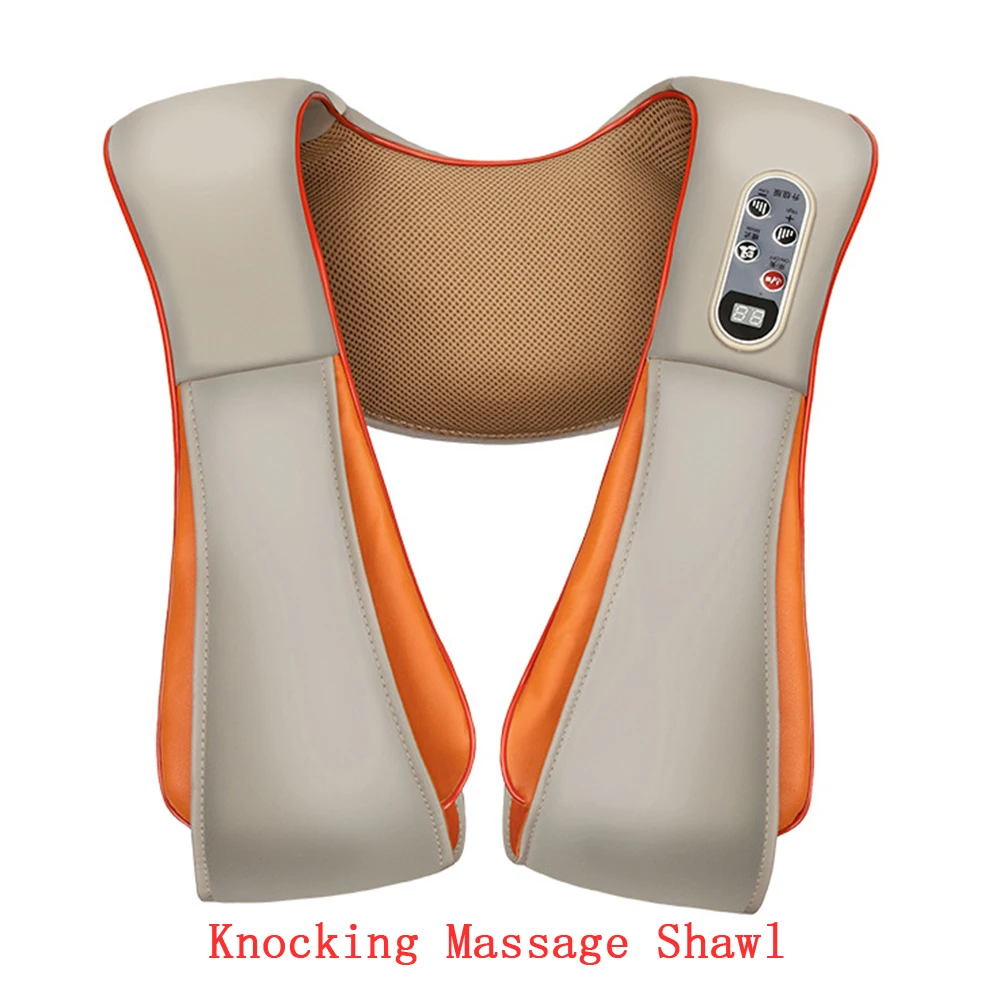 Knocking Massager U-образный Электрический Массажер шиацу с подогревом, для спины, шеи, плеч, тела, инфракрасный разминающий автомобиль, Домашний Массажер, шаль - Цвет: Knocking Massager