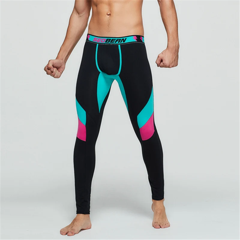Компрессионные штаны для бега мужчин спортивные быстросохнущие леггинсы