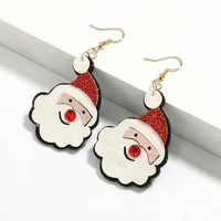 european and american ins personality flannel cartoon christmas elk alloy christmas bell christmas earrings for female girl gift