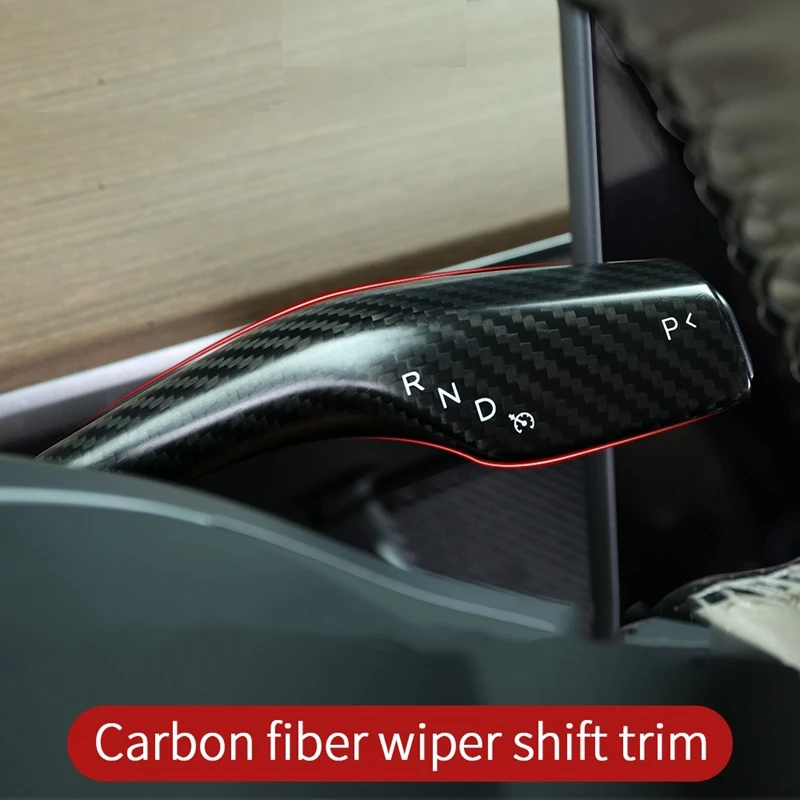 

for Tesla Model 3 2016-2019 Real Carbon Fiber Wiper Shift Trim Gear Shift Knob Cover Trim for Tesla Model 3 Accessories
