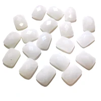 natural white jades stone cabochon beads faceted rectangle no hole loose beads for jewelry making diy ring necklace accessories